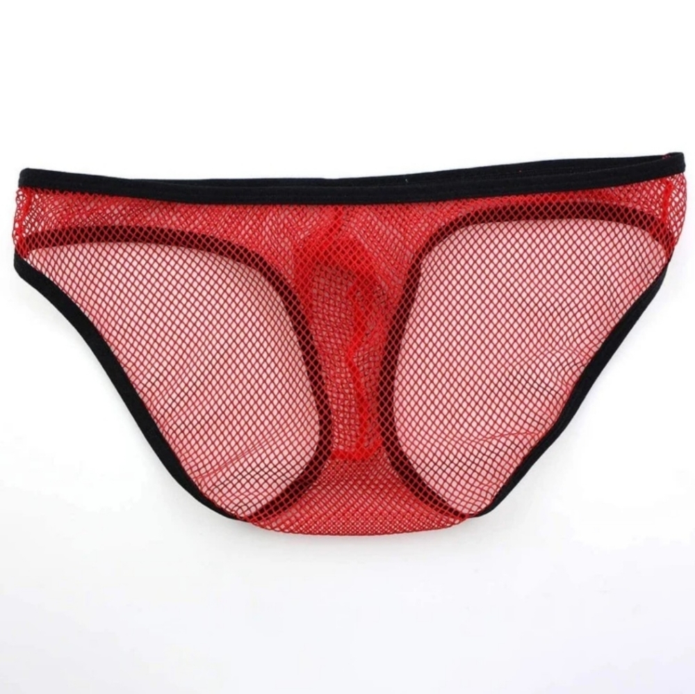 🦩Mens Red Net Special Brief Large